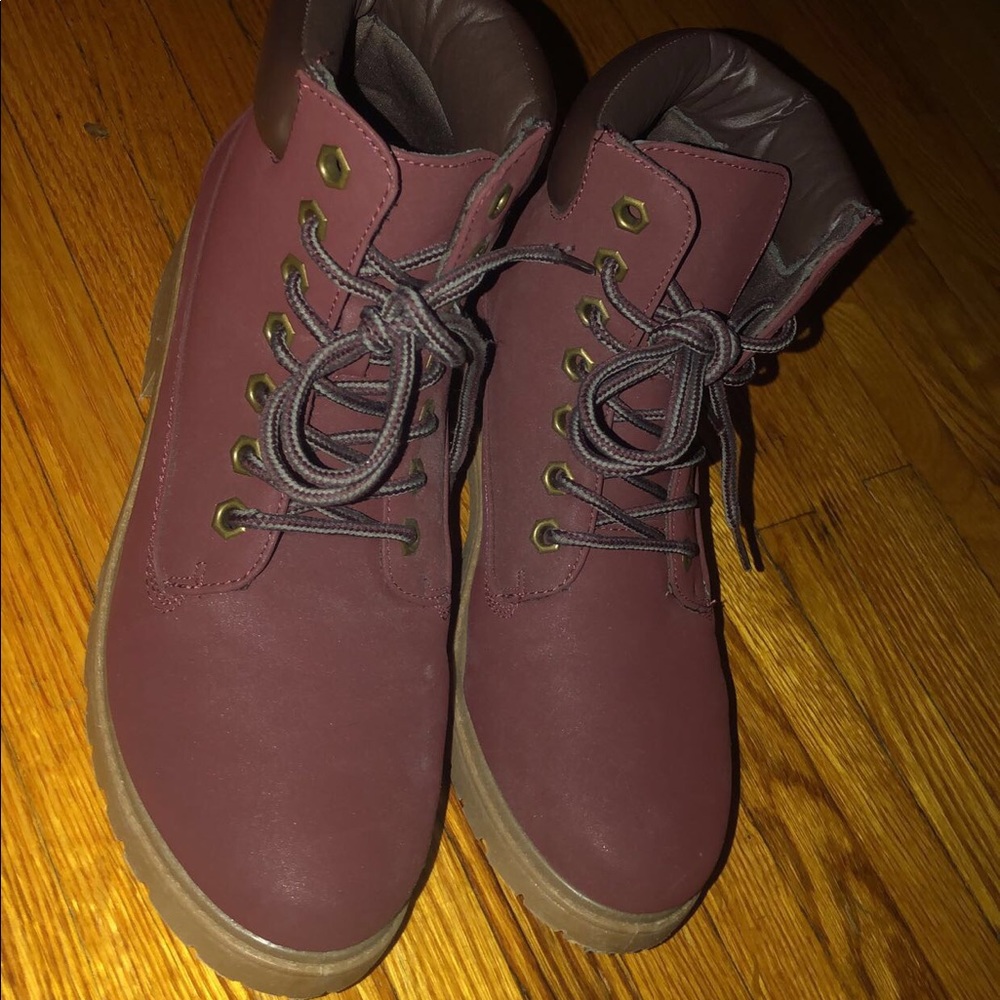 Maroon combat boots